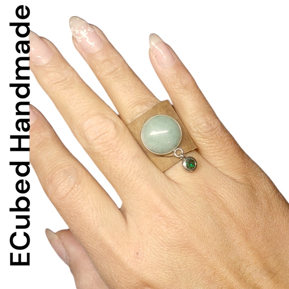 Handmade Leather Gemstone Ring